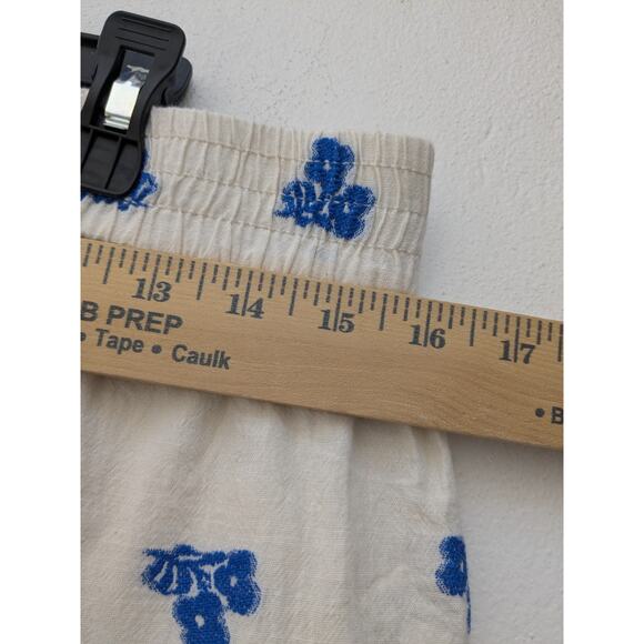 Zara Women's Pants Wide Leg Embroidered Flowers Cream Green/Blue Size Large - Picture 8 of 13